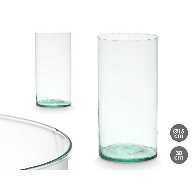 VASE EN VERRE RECYCLÉ CYLINDRE 15X30