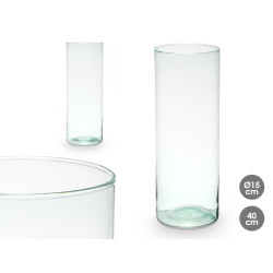 VASO VETRO RICICLATO CILINDRO 15X40