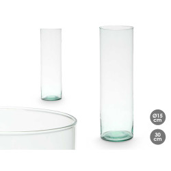 VASO VETRO RICICLATO CILINDRO 15X50