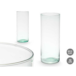 VASO VETRO RICICLATO CILINDRO 12X30