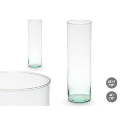 VASO VETRO RICICLATO CILINDRO 12X40