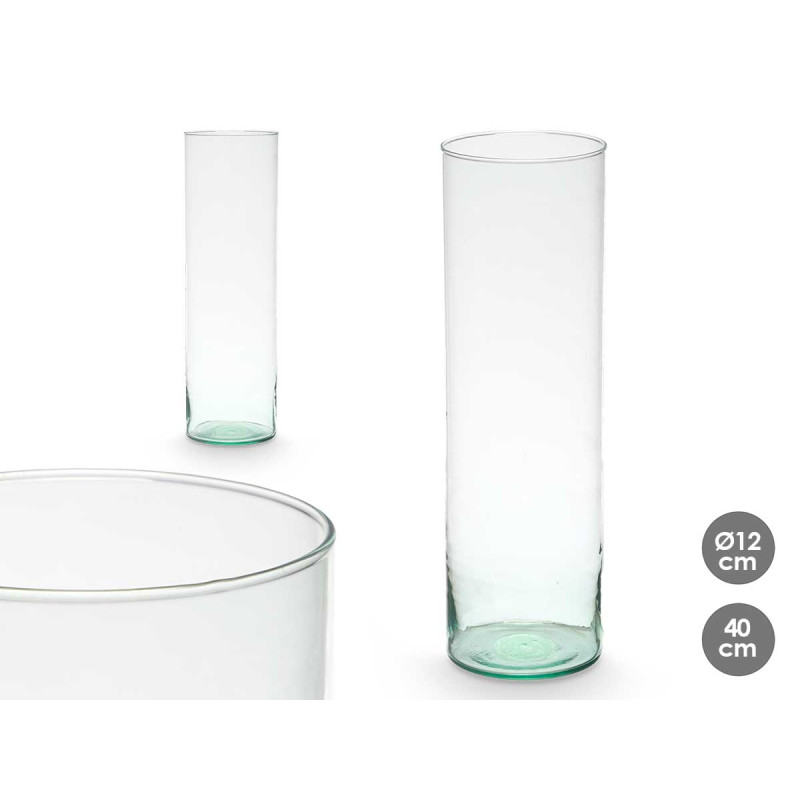 VASO VETRO RICICLATO CILINDRO 12X40