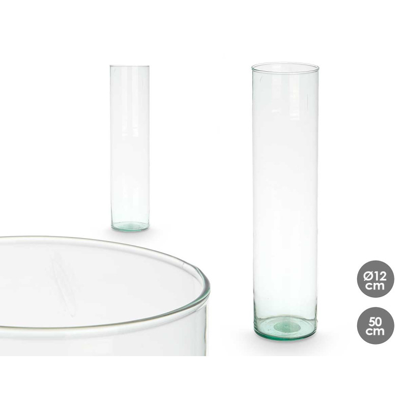 VASO VETRO RICICLATO CILINDRO 12X50