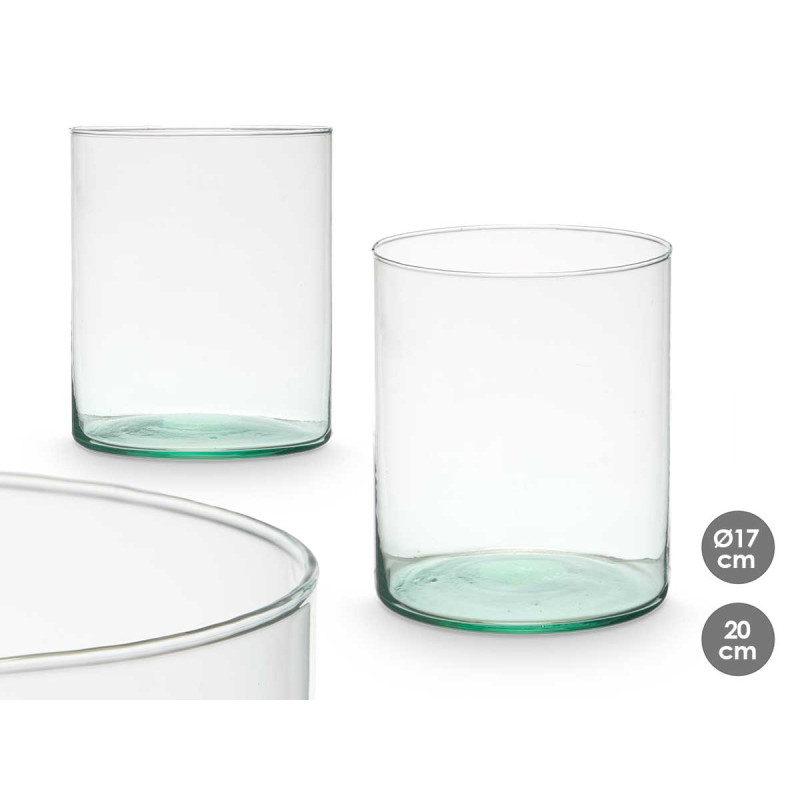 VASO VETRO RICICLATO CILINDRO 17X20