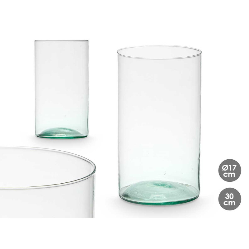VASO VETRO RICICLATO CILINDRO 17X30
