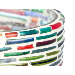 ROUND CANDLE HOLDER STRIPES STARS ASSORTED 2 