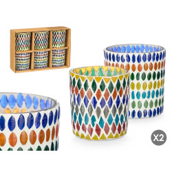 ROUND CANDLE HOLDER RHOMBUS STARS ASSORTED 2