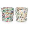 SMALL ROUND CANDLE HOLDER STRIPES STARS ASRT 2 