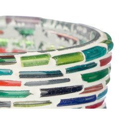 SMALL ROUND CANDLE HOLDER STRIPES STARS ASRT 2 