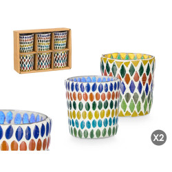 SMALL ROUND CANDLE HOLDER RHOMBUS ASSORTED 2