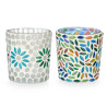 SMALL ROUND CANDLE HOLDER FLOWERS ASSORTED 2