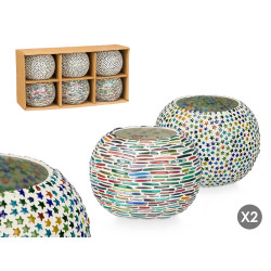 STAR STRIPED OVAL CANDLE HOLDER ASSORTED 2 
