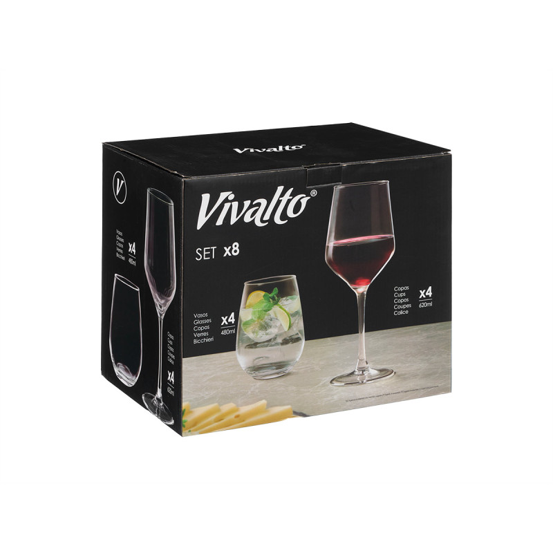 CONJ 8 PEÇAS COPO 480ML CÁLICE 620ML