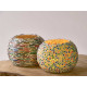 STAR STRIPED OVAL CANDLE HOLDER ASSORTED 2 