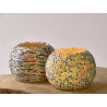 STAR STRIPED OVAL CANDLE HOLDER ASSORTED 2 