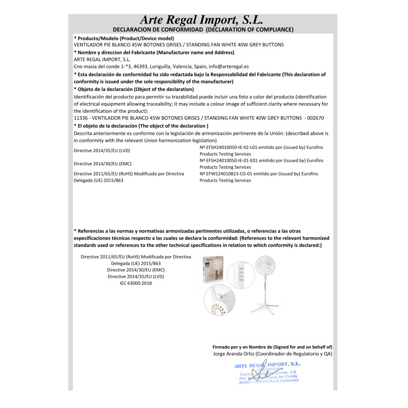 VENTILADOR PIE BLANCO 45W BOTONES GRISES