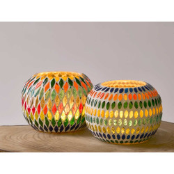 STRIPED RHOMBUS CANDLE HOLDER ASSORTED 2 