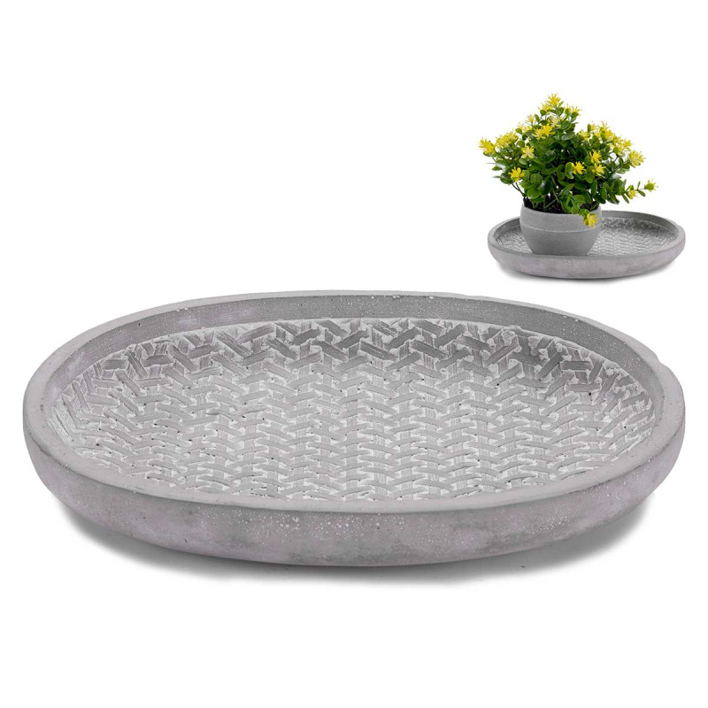 PRATO CIMENTO COM RELEVO VIME OVAL