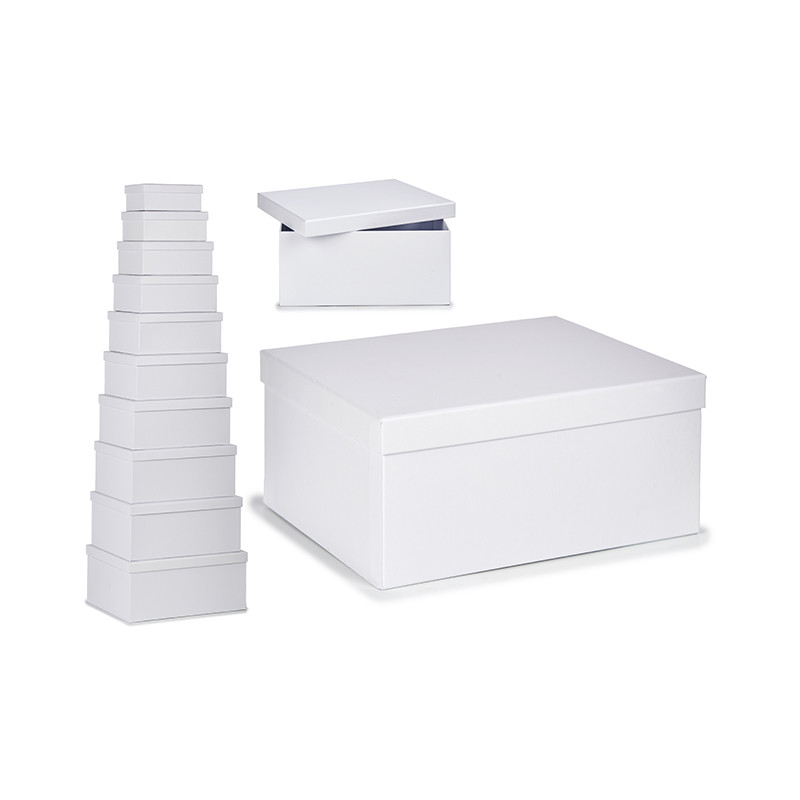 SET 10 WHITE CARDBOARD BOXES
