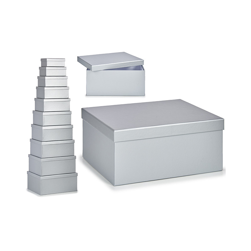 SET 10 SCATOLE CARTONE ARGENTO