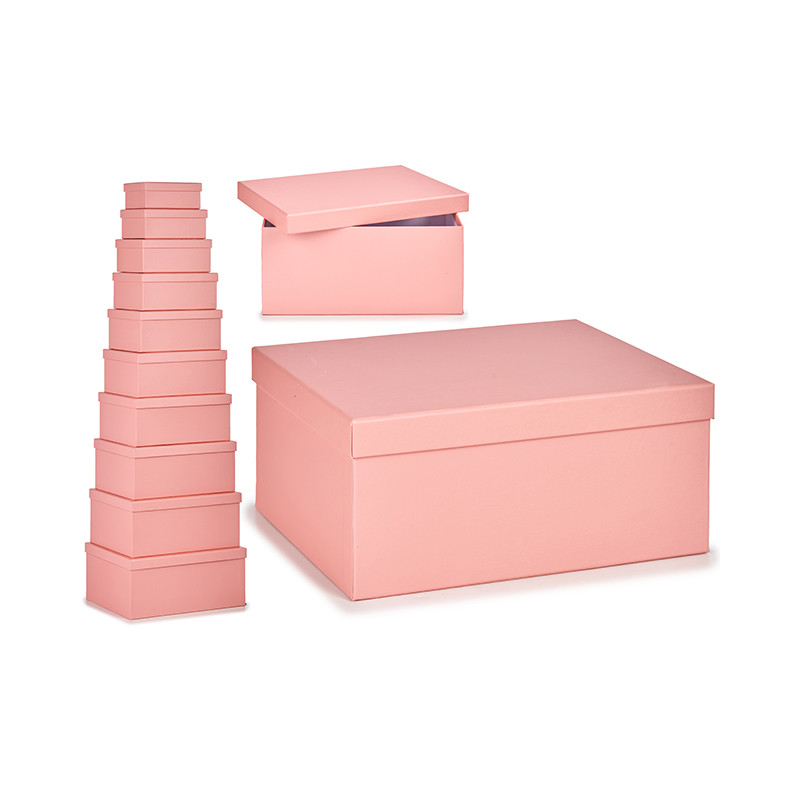 CONJUNTO 10 CAIXAS DE CARTO ROSA PASTEL