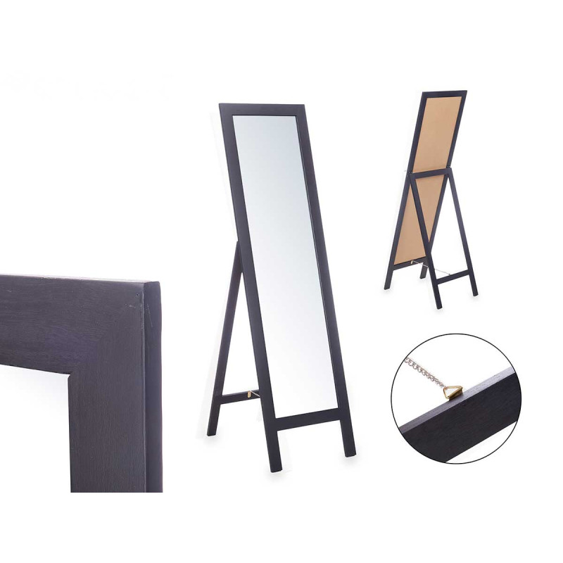 SPECCHIO BASE LEGNO 40 X 145 CM NERO