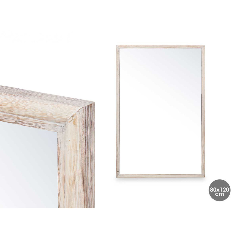MIROIR MURAL CADRE EN BOIS 80 X 120 CM NATUREL