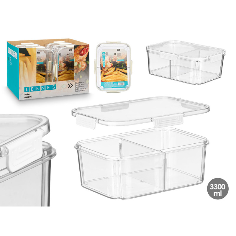 RECIPIENTE HERMETICO COM DIVISORIA BRANCO 3,3L
