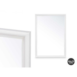 ESPELHO PAREDE MOLDURA MADEIRA 50 X 70 CM BRANCO