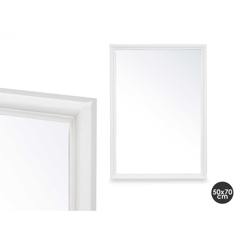 ESPEJO PARED MARCO MADERA 50 X 70 CM BLANCO