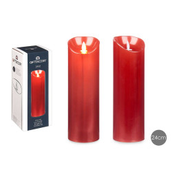 VELA LLAMA LED ROJO 24CM