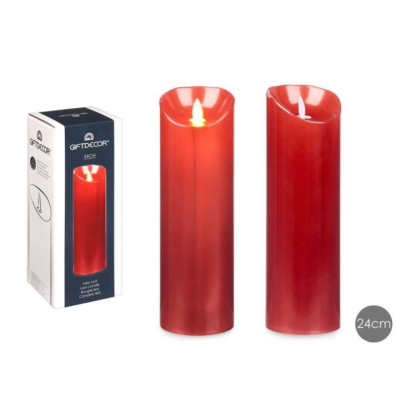 BOUGIE FLAMME ROUGE LED 24CM
