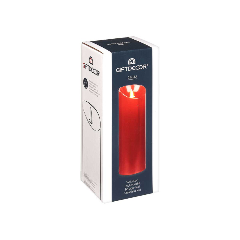 VELA LLAMA LED ROJO 24CM