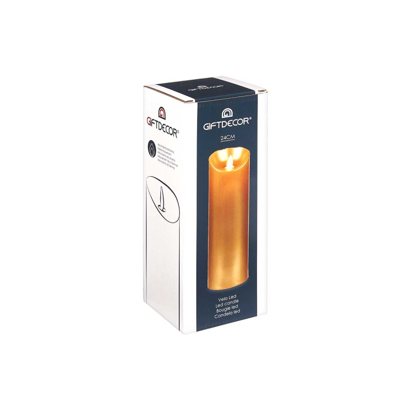 VELA LLAMA LED ORO 24CM