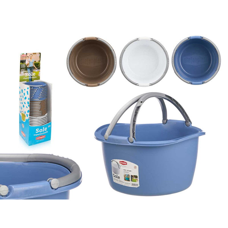 CESTA PLASTICA ROTONDA 16L C/MANICI ASS 3