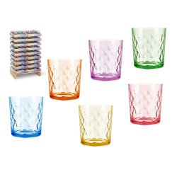 VASO VIDRIO DIAMANTE 360ML SURT 6 COLORES DISPLAY