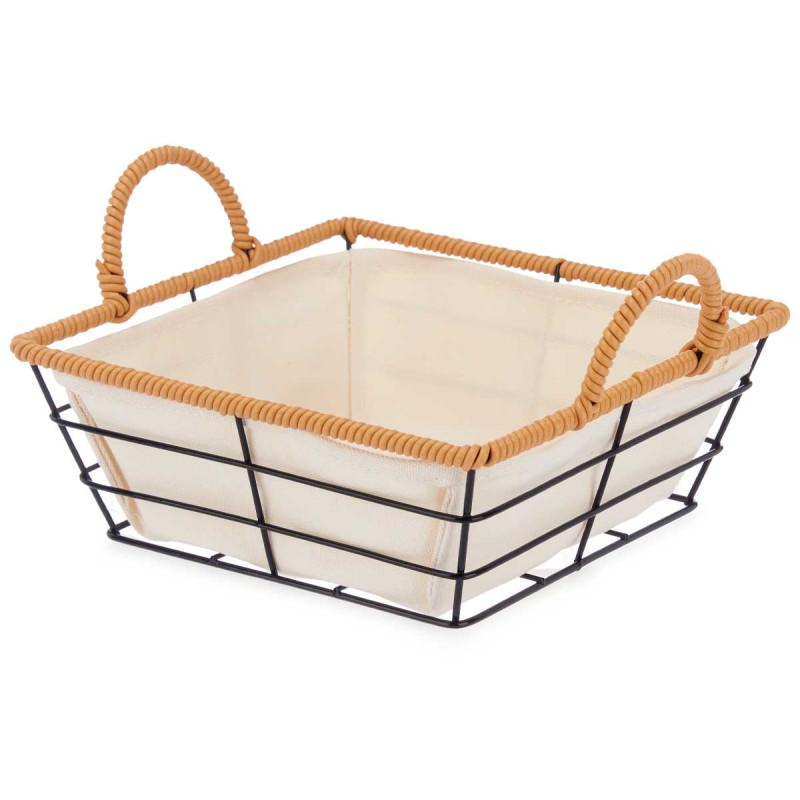 BASKET WITH METAL HANDLES SQUARED