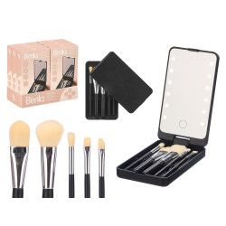 ESTUCHE ESPEJO 5 BROCHAS MAQUILLAJE