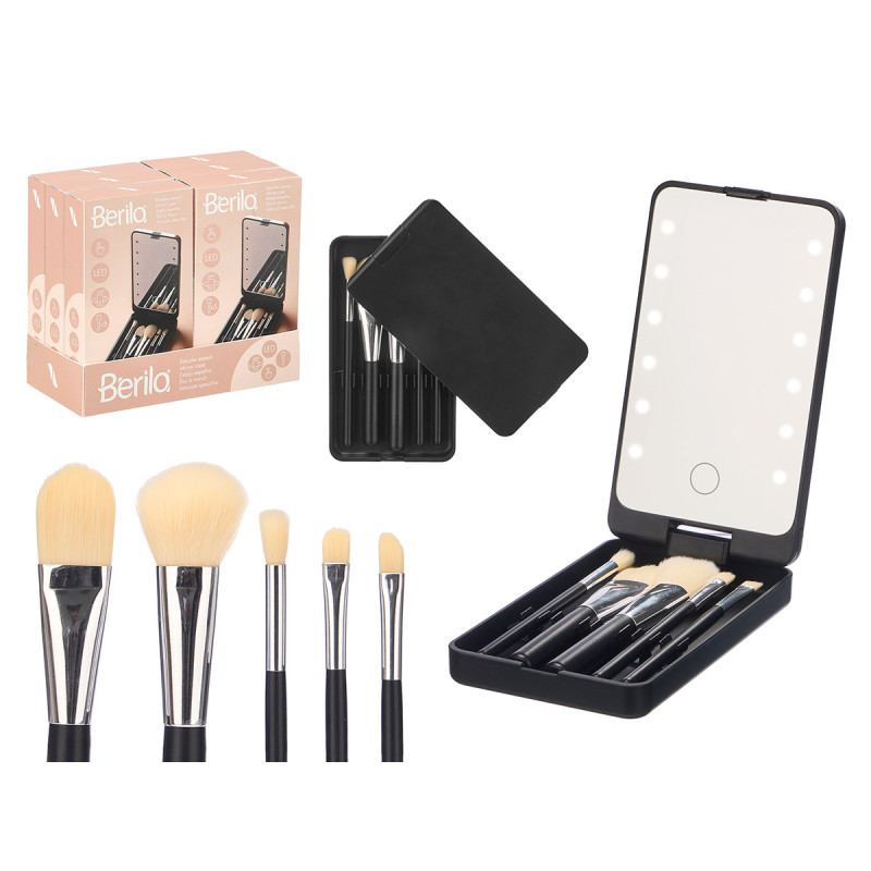 ASTUCCIO CON SPECCHIO 5 PENNELLI PER TRUCCO