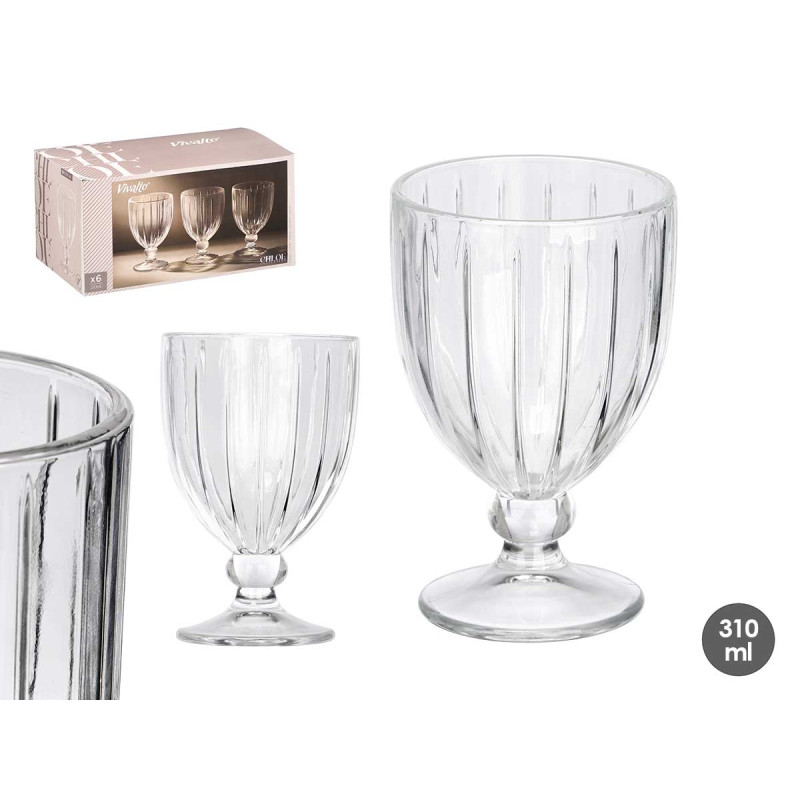 COPA VINO RAYAS 310ML TRANSPARENTE
