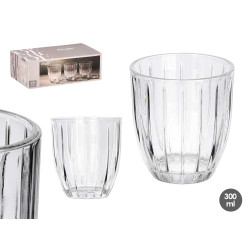 VERRE À EAU  RAYURES 330ML TRANSPARENT