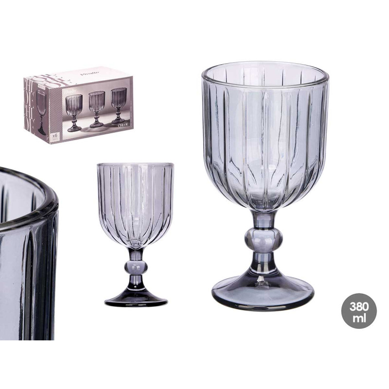 COPA VINO RAYAS 380ML HUMO