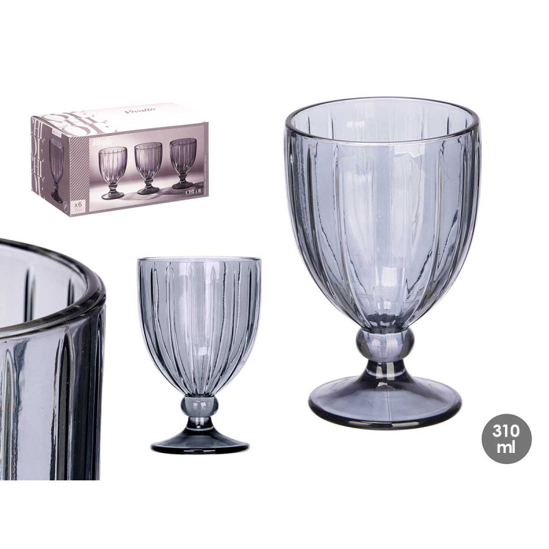 COPA VINO RAYAS 310ML HUMO
