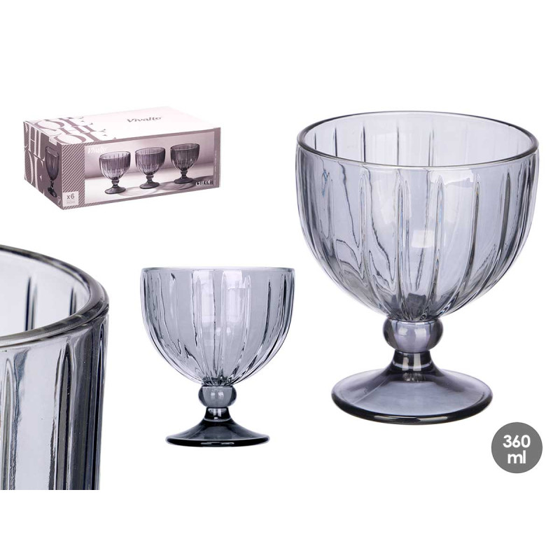 TAÇA PARA GELADO RISCAS 350ML CINZENTO