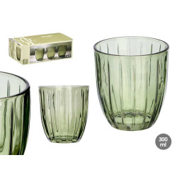 VASO AGUA RAYAS 300ML VERDE