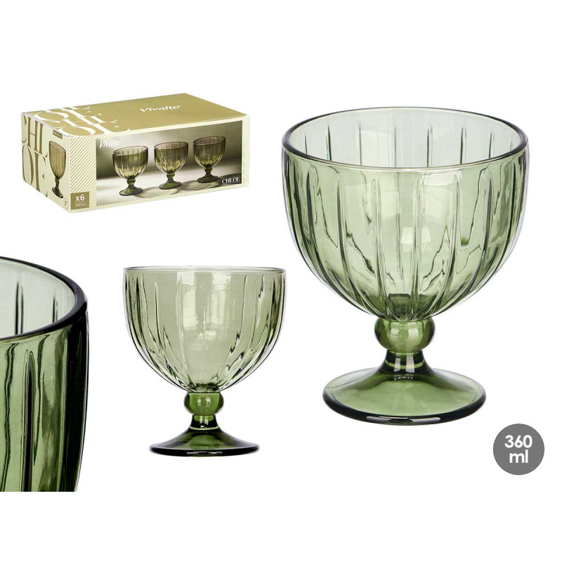 TAÇA PARA GELADO RISCAS 350ML VERDE