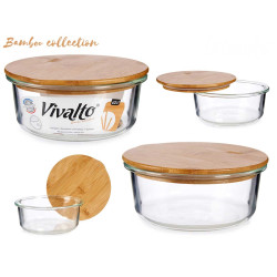 ROUND GLASS LUNCH BOX WITH BAMBOO CAP 620ML