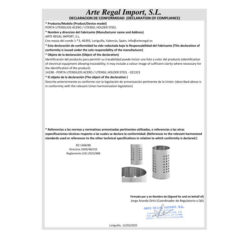 PORTE-USTENSILES ACIER