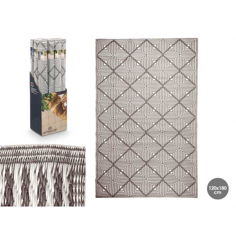 WHITE GREY RHOMBUS CARPET 120 X 180 CM