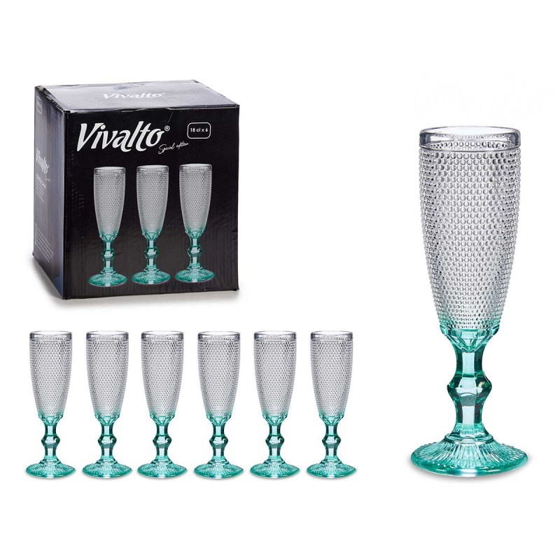 COPA PUNTOS CAVA PIE TURQUESA 185ML